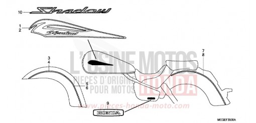 EMBLEM/STRIPE (EXCEPT 2U) VT750CA9 de 2009